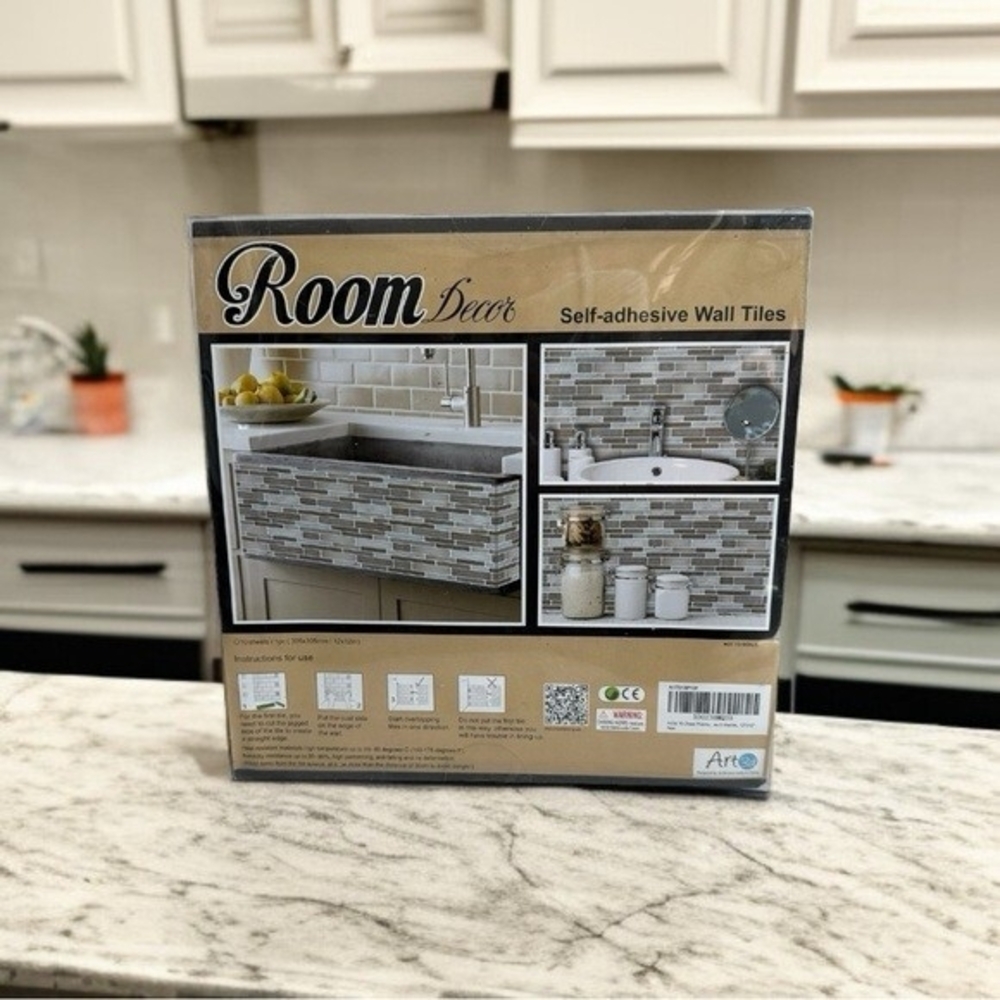 Art3d Self Adhesive Wall Tiles 10 Sheets 12x12 Grey Marble Vinyl Backsplash NIB